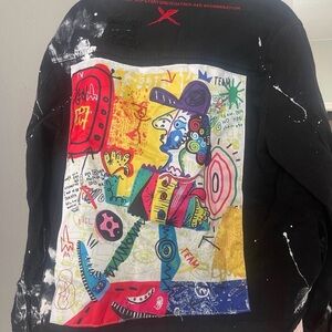 Black Graphic Jean Jacket